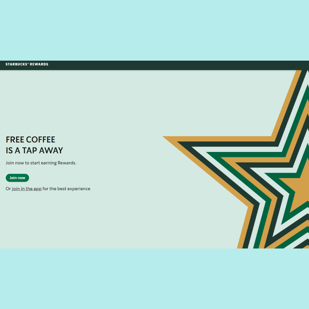 An image of Starbucks loyalty program home page